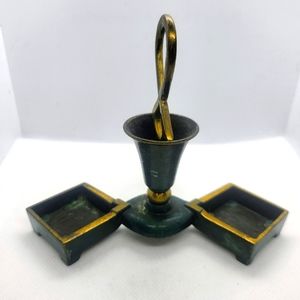 DAYAGI Style Holder Israel Judaica Handle Enamel Metal Salt Pepper Oil Vinegar